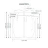 Vue de profil du séparateur à graisses et fécules de 2000 litres. FCI AquaTechnology